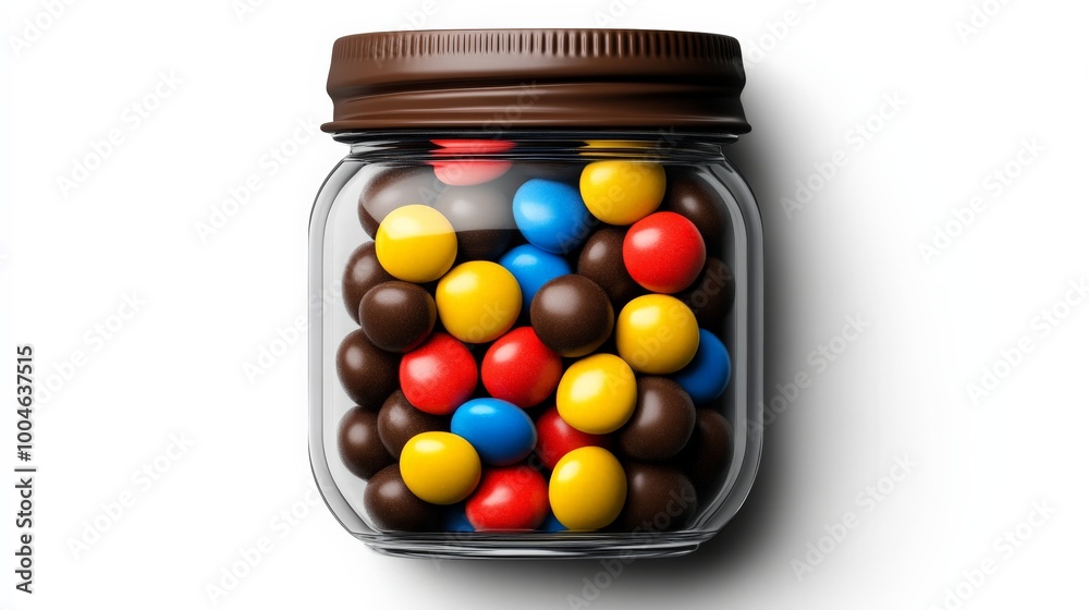 Colorful Candy in a Jar: A delightful overhead shot of a mason jar brimming with colorful candy, perfect for adding a touch of sweetness to your designs. Colorful Candy in a Jar: A delightful overhead shot of a mason jar brimming with colorful candy, perfect for adding a touch of sweetness to your designs.