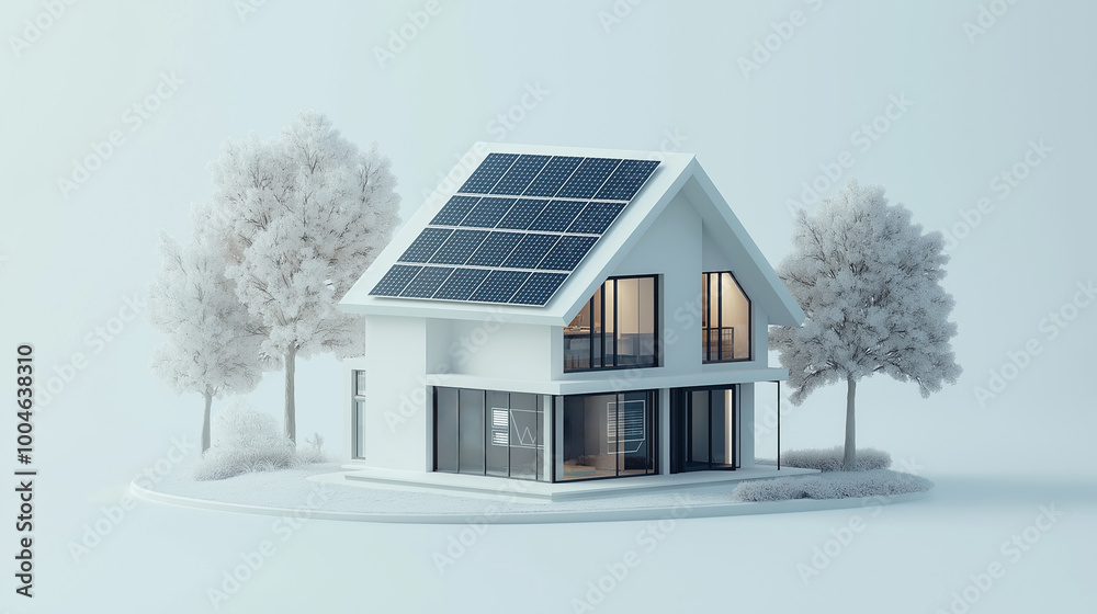 3d rendering of a contemporary home with solar panels, showcasing renewable energy and eco friendly design 3d rendering of a contemporary home with solar panels, showcasing renewable energy and eco friendly design