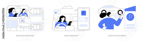 Car parking isolated cartoon vector illustrations se