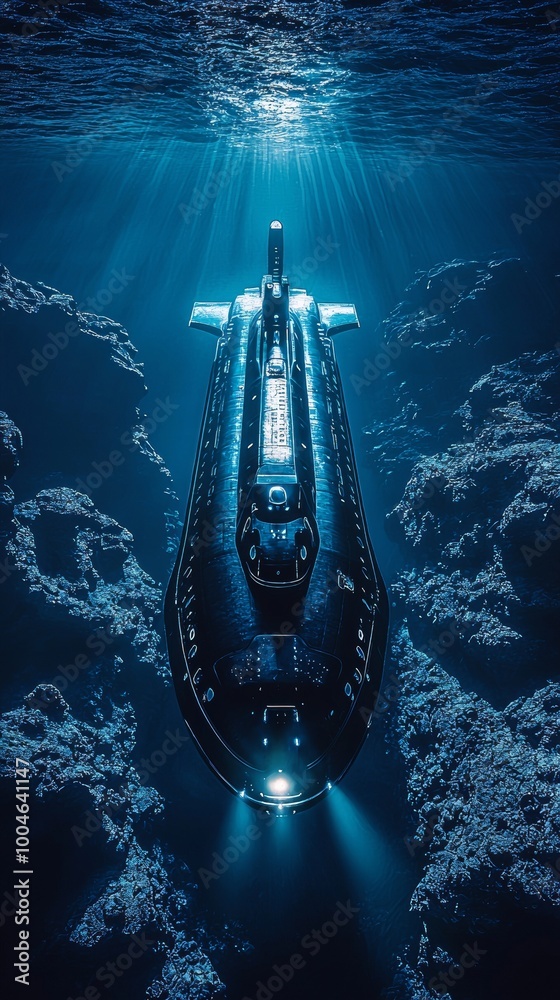 This stunning image shows a submarine gliding through crystal-clear ...