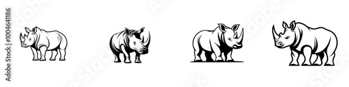 Design a modern rhinoceros logo pictogram with a simple rhino line icon