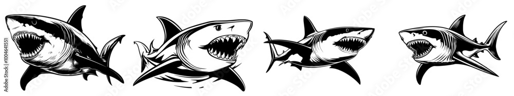 Fototapeta premium The Shark is a modern illustration ideal for T-shirt graphics - High quality modern logo