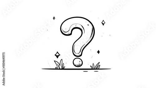 Continually drawn question mark and exclamation mark. Doodle style illustration. Single-line icon.