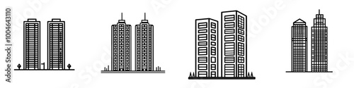 Graph design illustration of a condominium in thin line style