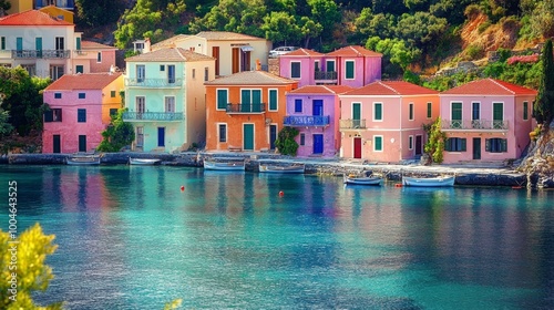 Fototapeta Naklejka Na Ścianę i Meble -  Most beautiful greek villages - colorful Assos in Cefalonia (Kefalonia). Ionian islands of Greece 