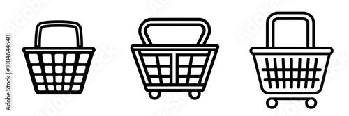 Modern shopping basket icon. Single icon, line design