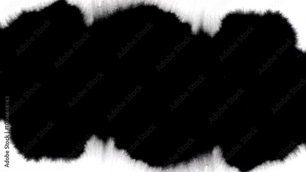 Black ink rorschach effect abstract background artistic flow splatter spots spills white paper beautiful reveal dripping streaks spread fluid ink alpha matte isolated watercolor ink drops transition