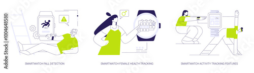 Smartwatch applications abstract concept vector illustrations.