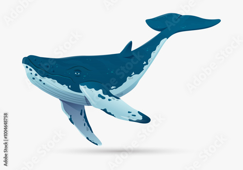 Ilustración de ballena gris en fondo blanco. Vector de ballena aislado.