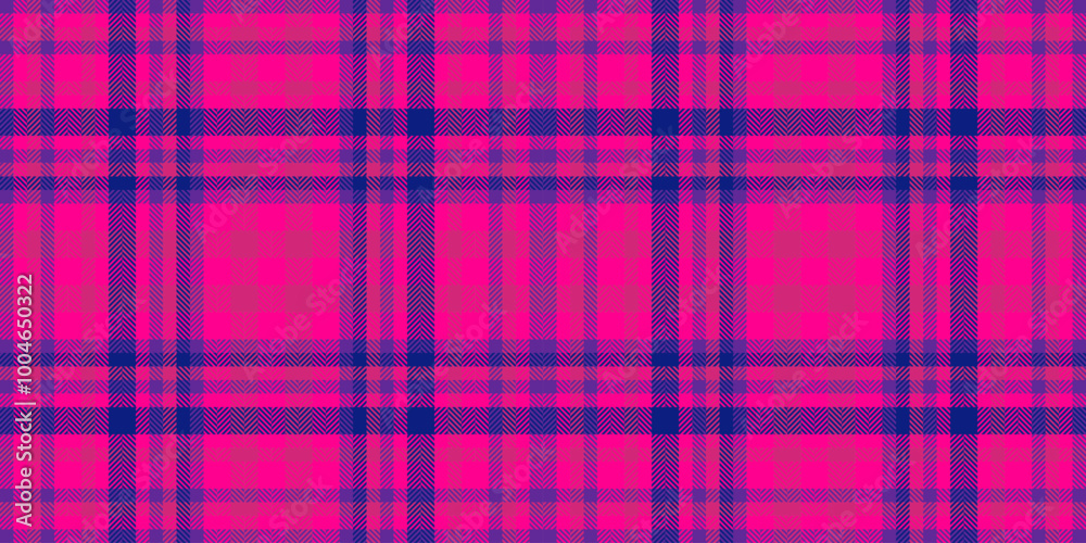 Obraz premium Printout texture fabric check, stitch textile plaid vector. Decoration tartan background pattern seamless in bright and pink colors.