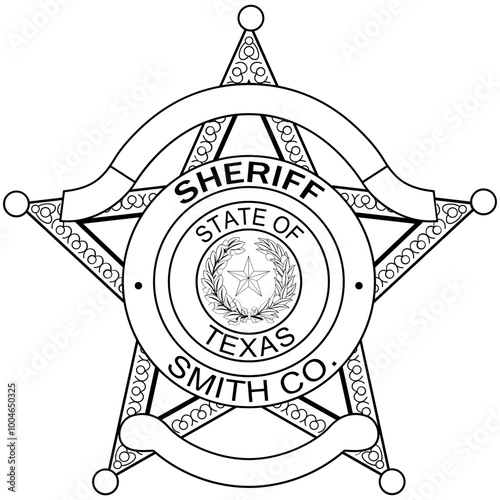 Smith Texas Sheriff Badge Vector File Blank, outline vector, SVG Badge, CNC Router File, Laser Engraving, Cricut, Ezcad, Digital Cutting File for laser cutting, laser engraving template
