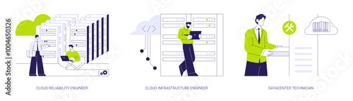 Datacenter abstract concept vector illustrations.