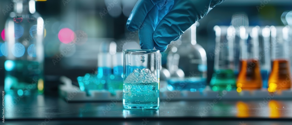 Scientist Handling Glassware in Modern Laboratory Scientist Handling Glassware in Modern Laboratory