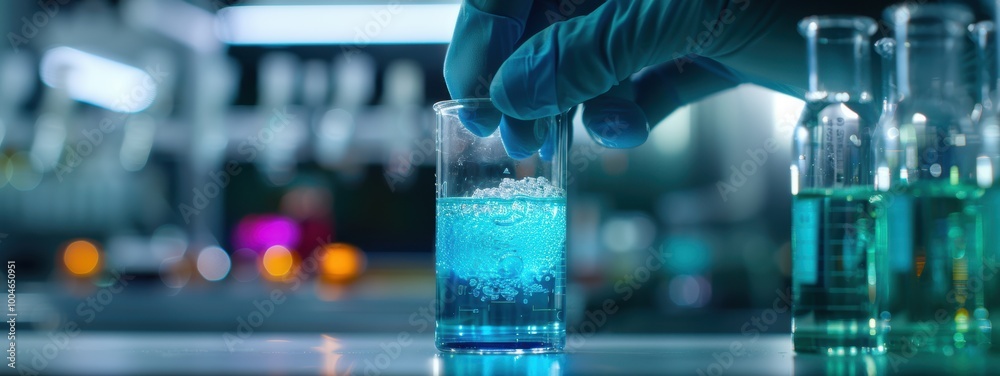 Scientist Handling Glassware in a Modern Laboratory Scientist Handling Glassware in a Modern Laboratory