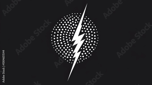 This is a futuristic-looking battery icon. It shows a lightning bolt made of dots, representing energy. The design suggests a powerful battery that can hold a lot of charge for a long time. photo