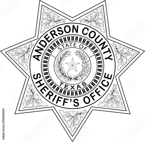 ANDERSON County Sheriffs office badge Texas Badge Vector File Blank, outline vector, SVG Badge, CNC Router File, Laser Engraving, Cricut, Ezcad, Digital Cutting File for laser cutting, laser engraving