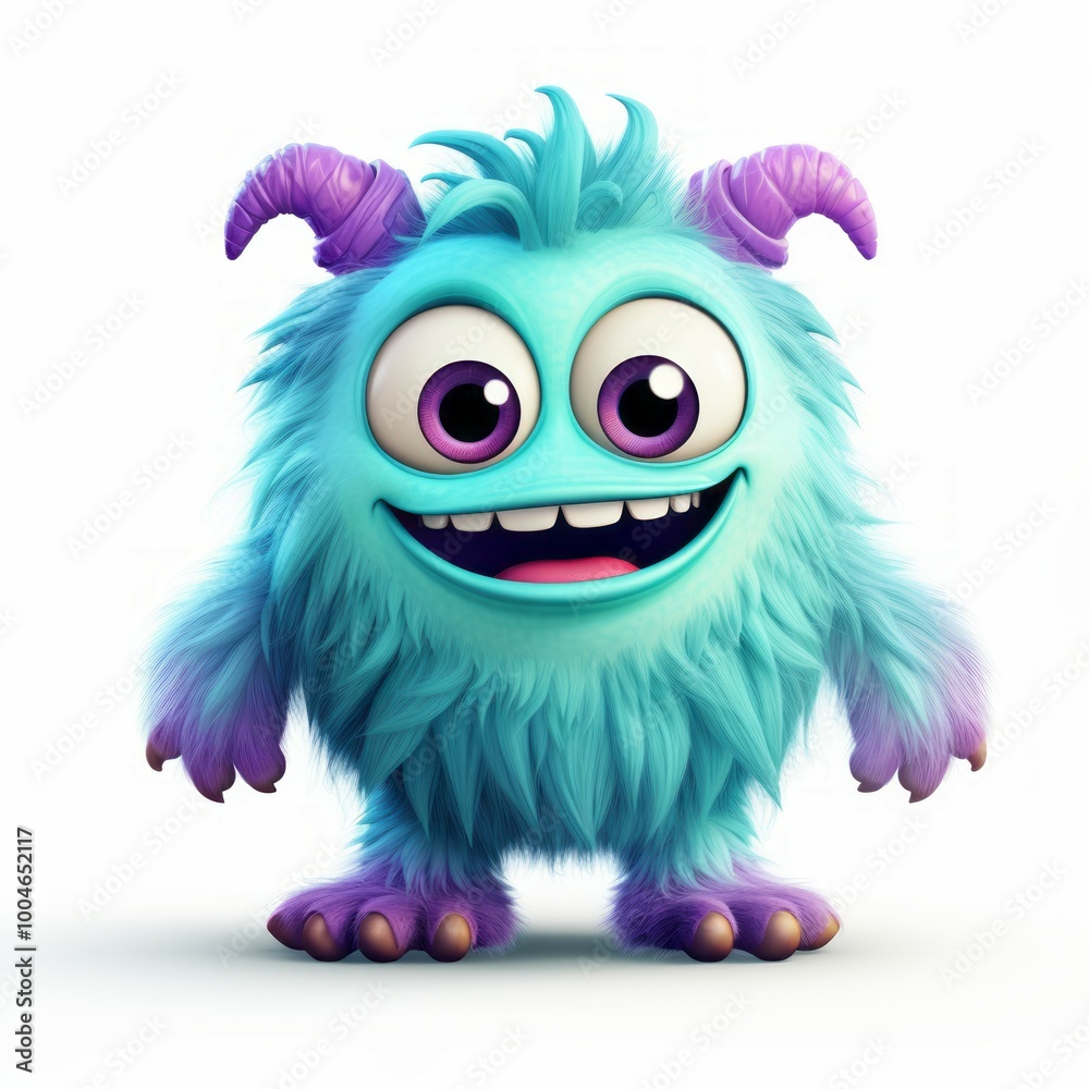 Fototapeta premium Cute monster and demon on white background Created with Generative AI technology.