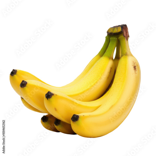 Ripe yellow Full banana with slices isolated on a transparent background