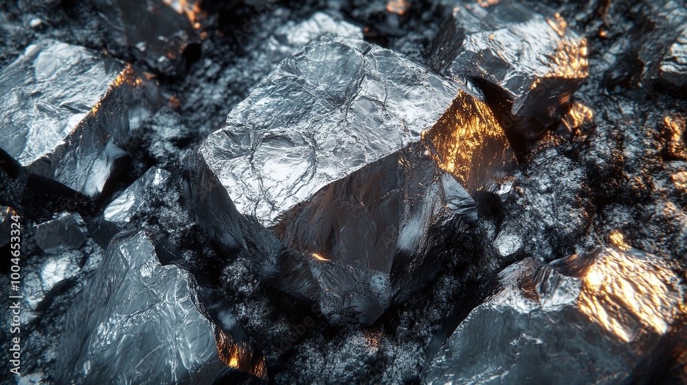 detailed image of raw metallic lithium ore with rugged, reflective surfaces, highlighting its unique texture and its importance in the extraction and energy storage industry detailed image of raw metallic lithium ore with rugged, reflective surfaces, highlighting its unique texture and its importance in the extraction and energy storage industry