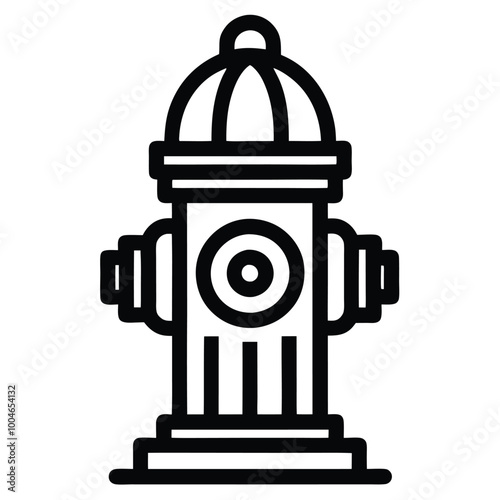 Solid black Fire hydrant icon depicting firefighting equipment for emergency response on white background