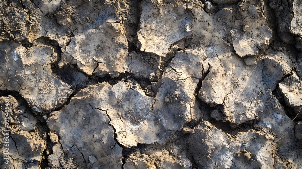 Fototapeta premium realistic clay texture dry dried cracked earth background.generative ai