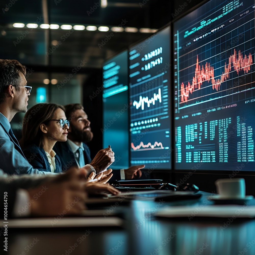 Financial Analyst Reviewing Stock Charts in Office Financial Analyst Reviewing Stock Charts in Office