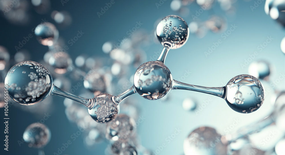 Molecule visualization in science concept with transparent structures and liquid details Molecule visualization in science concept with transparent structures and liquid details