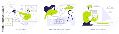 Sailing school abstract concept vector illustrations.