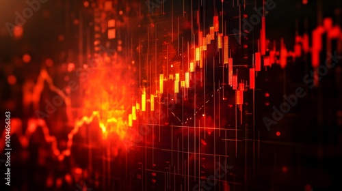 Wallpaper Mural 3d digital red stock market chart glowing lines, stock market screen dynamic chart background.generative ai
 Torontodigital.ca