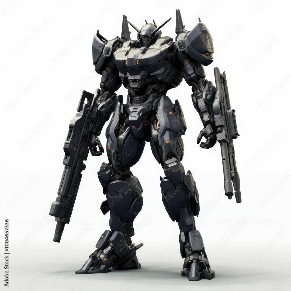 Iron robot warrior on white background Created with Generative AI technology. Iron robot warrior on white background Created with Generative AI technology.