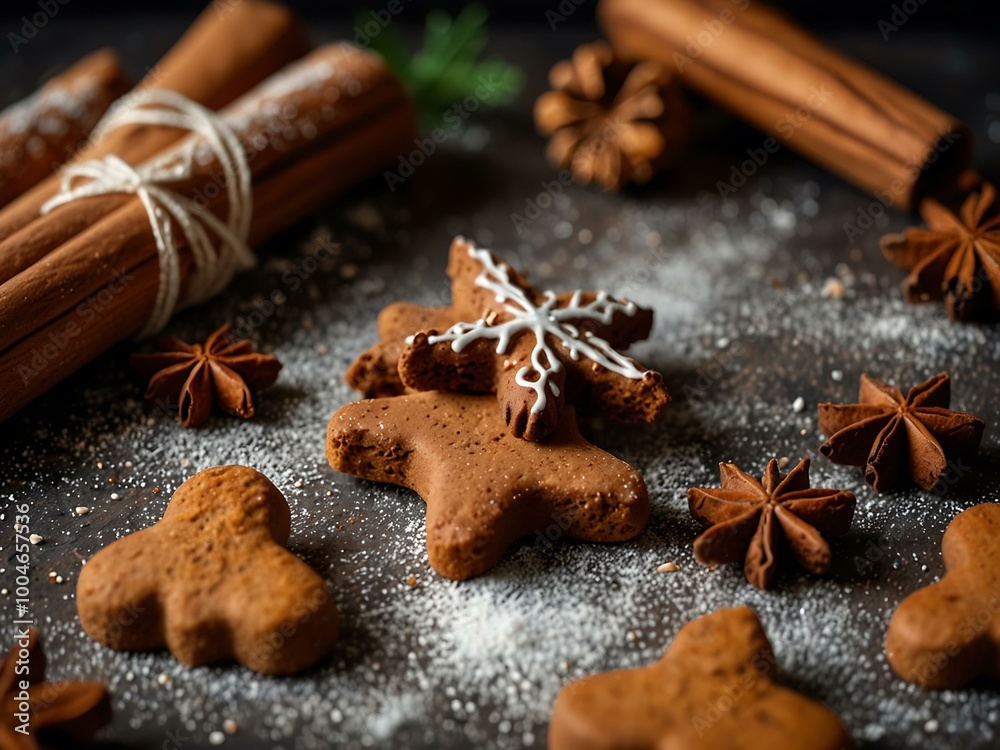 Festive baking with cinnamon for Christmas cookies. Festive baking with cinnamon for Christmas cookies.
