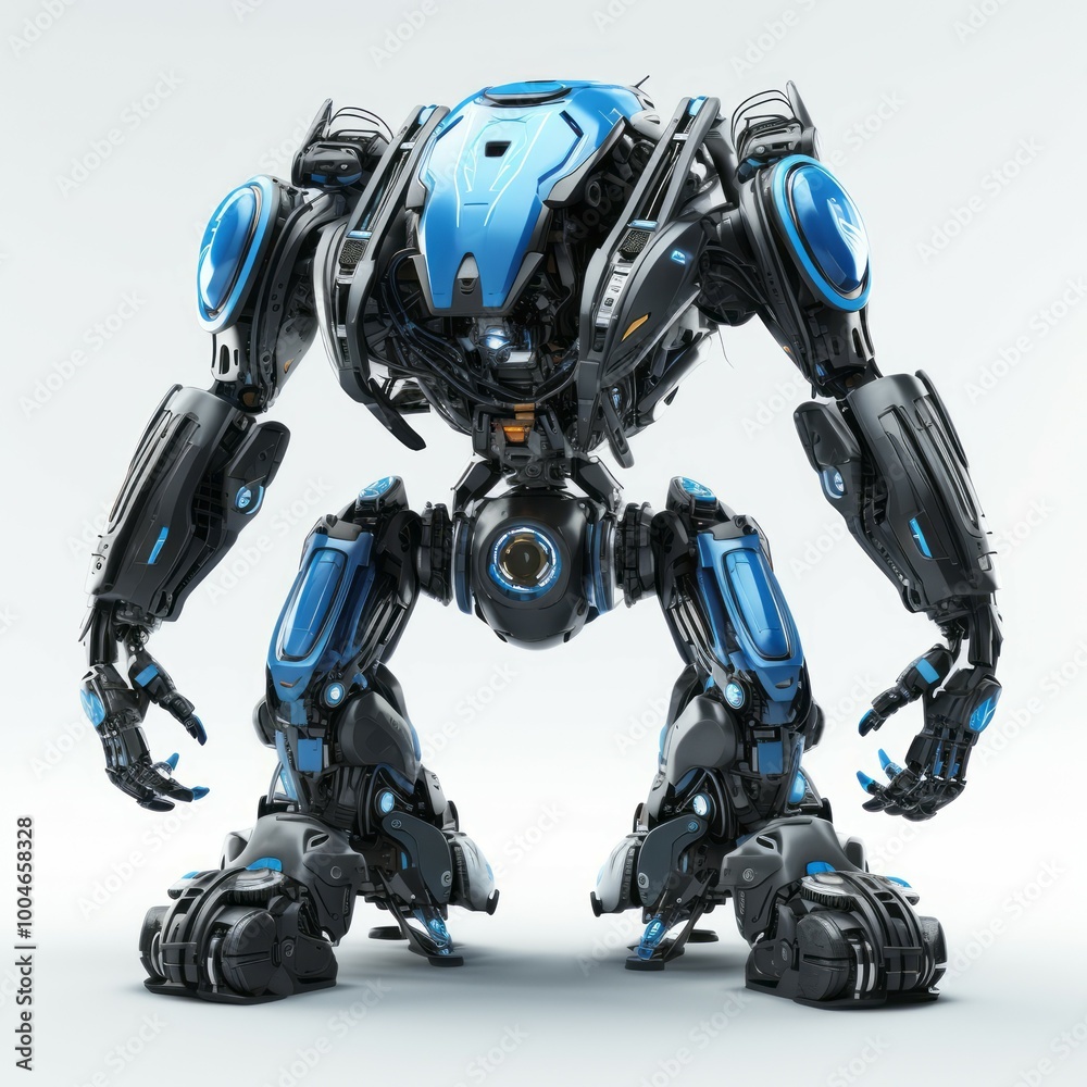 Iron robot warrior on white background Created with Generative AI technology.