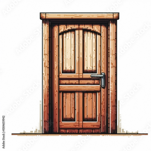 8bit pixel art style illustration of a door