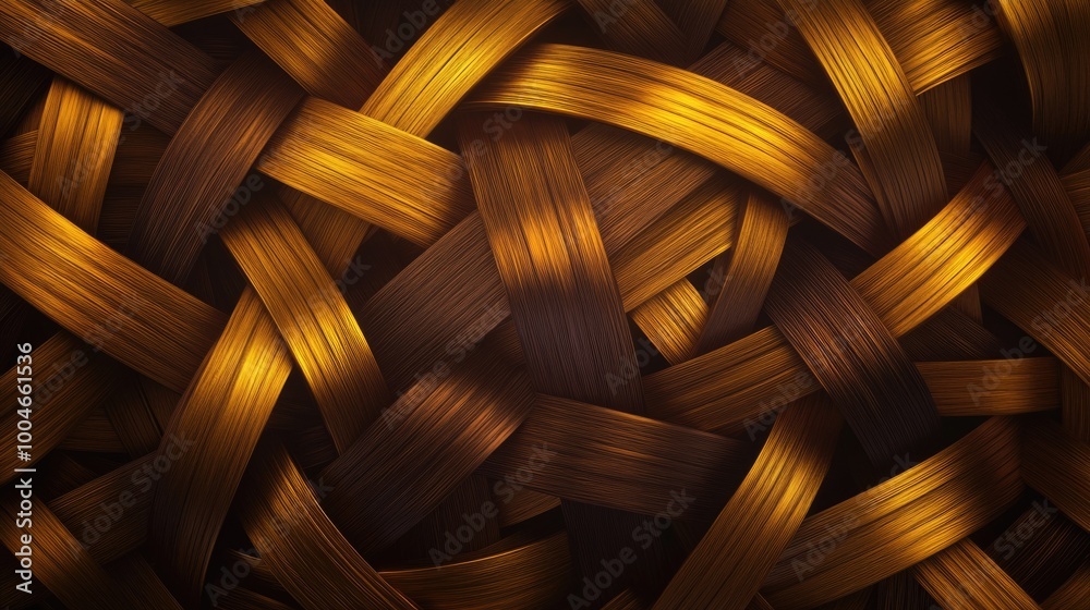 Intricate golden and brown woven texture with light highlights Intricate golden and brown woven texture with light highlights