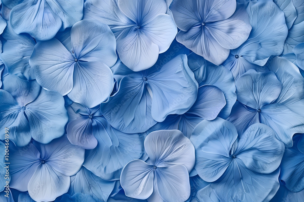A close-up view of beautiful blue hydrangea flowers, showcasing their delicate petals and intricate textures. The flowers are arranged closely together A close-up view of beautiful blue hydrangea flowers, showcasing their delicate petals and intricate textures. The flowers are arranged closely together