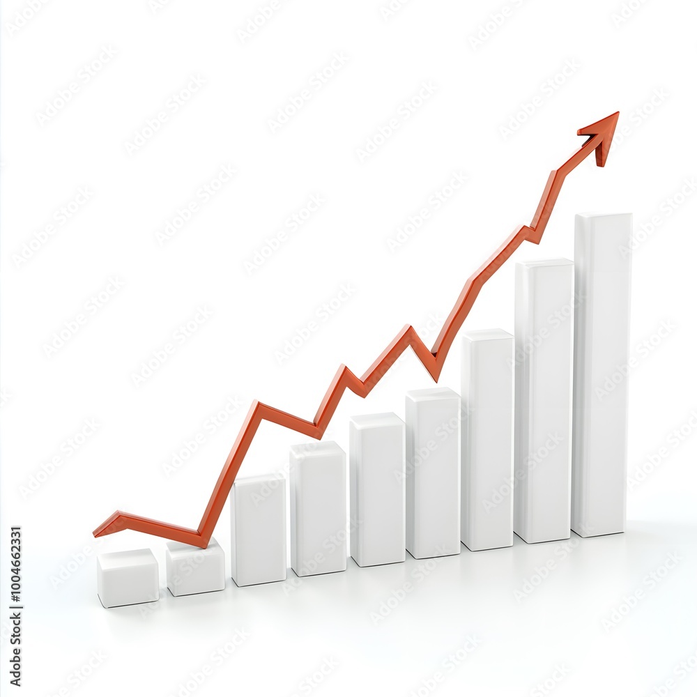 red growth arrow chart white background.generative ai red growth arrow chart white background.generative ai