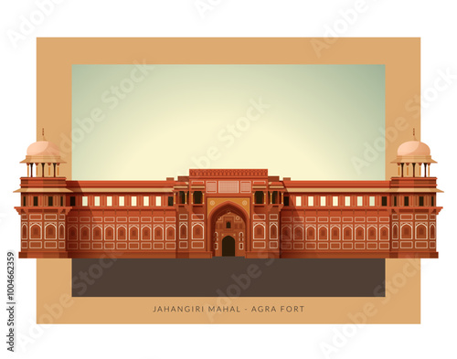 Jahangiri Mahal - Agra Fort - Stock Illustration