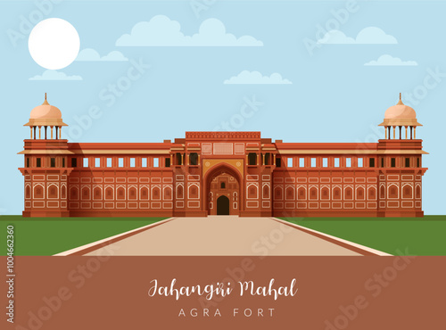 Jahangiri Mahal - Agra Fort - Stock Illustration
