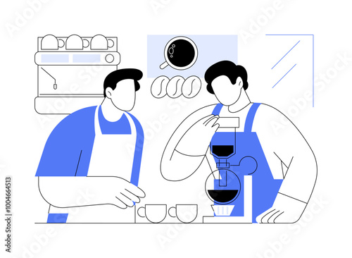 Barista training isolated cartoon vector illustrations.