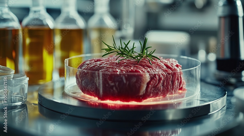 lab-grown meat in a petri dish representing innovative cultured meat production in a laboratory for sustainable food solutions and eco-friendly protein sources lab-grown meat in a petri dish representing innovative cultured meat production in a laboratory for sustainable food solutions and eco-friendly protein sources