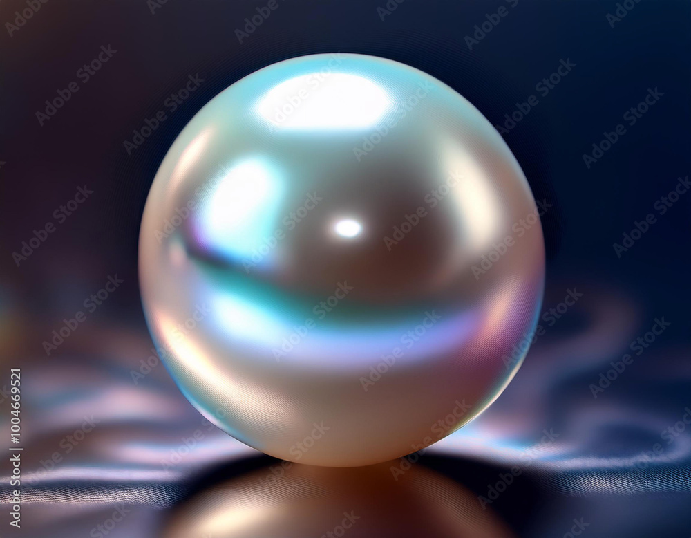 Close-Up Illustration of a Lustrous Pearl with Smooth Surface and Subtle Iridescence Close-Up Illustration of a Lustrous Pearl with Smooth Surface and Subtle Iridescence