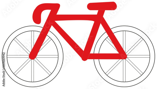 bike icon. logo element. red bicycle print vector symbol.	