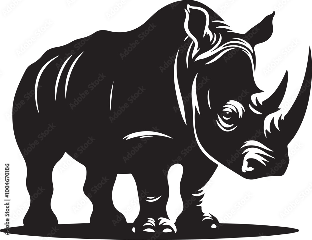 Fototapeta premium Rhinoceros vector silhouette image
