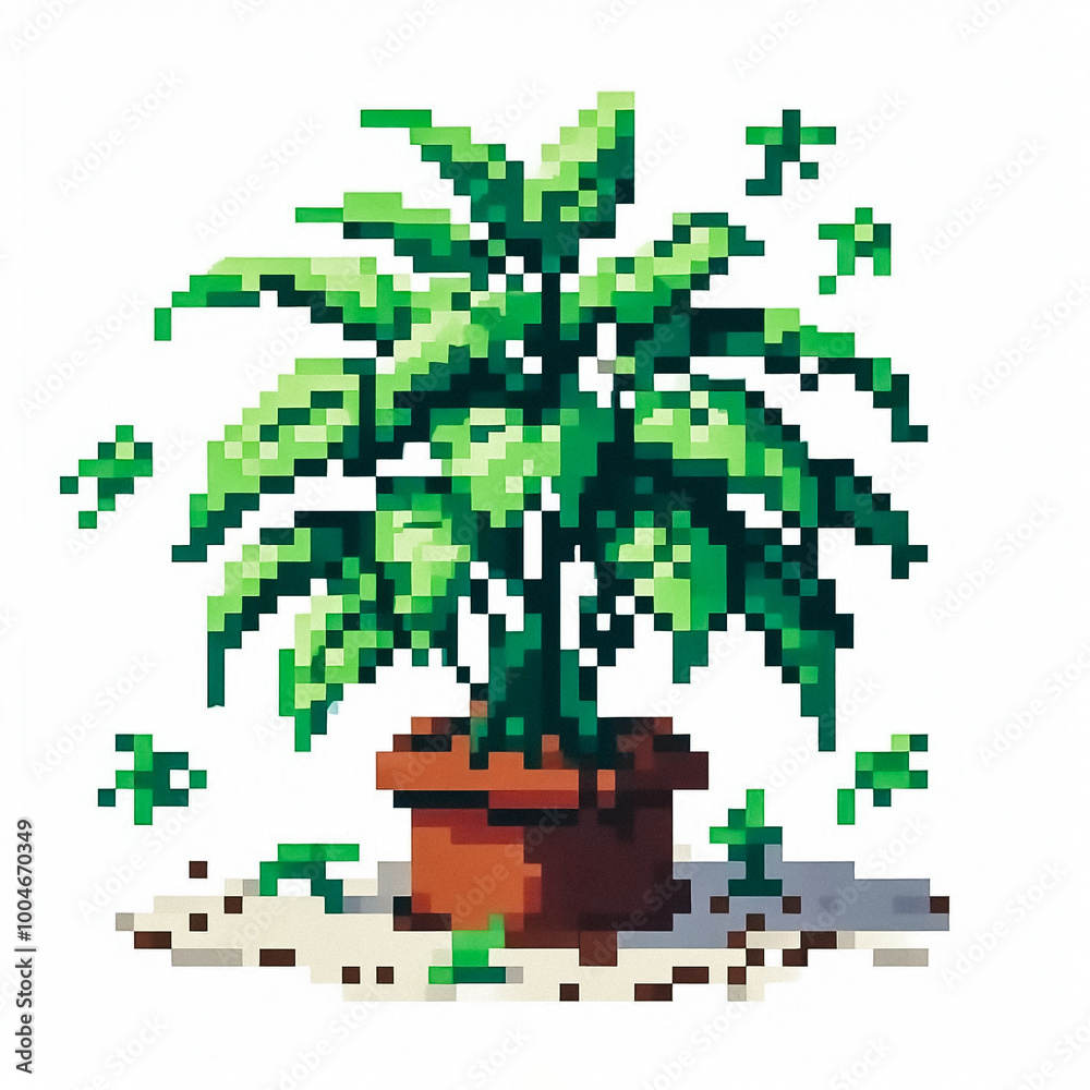 8bit pixel art style illustration of a potted plant 8bit pixel art style illustration of a potted plant