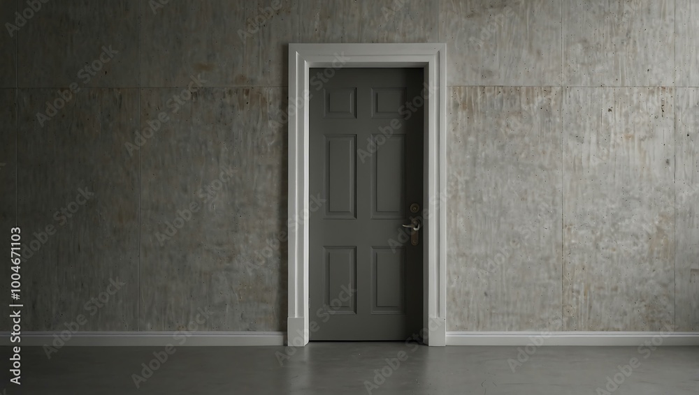 Gray door against a textured white wall Gray door against a textured white wall