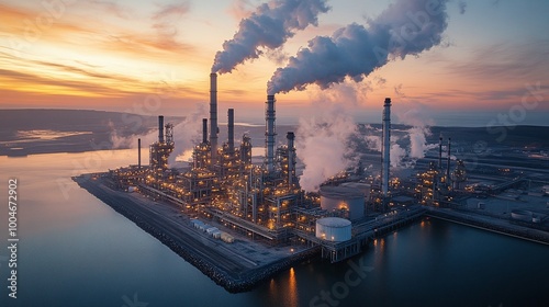 conceptual image illustrating ccus , capturing carbon dioxide emissions from industrial processes , converting co2 for sustainable utilization , and securely storing it underground photo