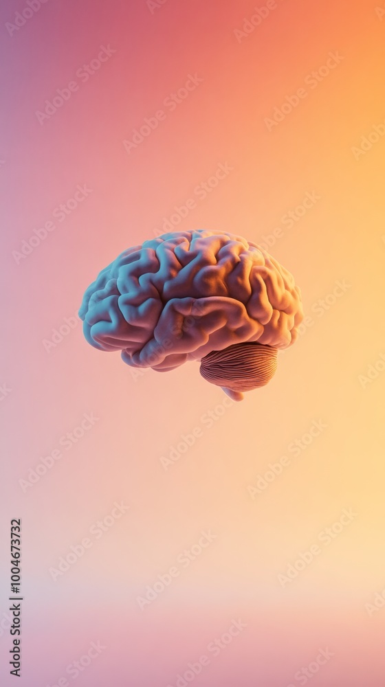 Human brain model on gradient background, conceptual science vision Human brain model on gradient background, conceptual science vision