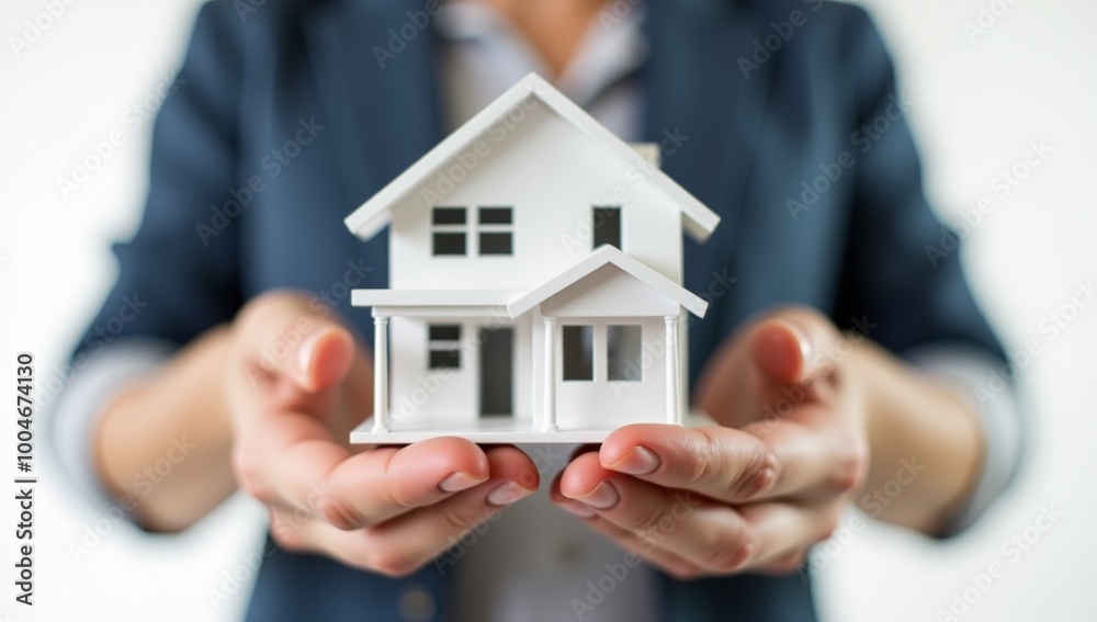 custom made wallpaper toronto digital3D House Model in Hands, Symbol of Buying, Building, or Financing a New Dream Home