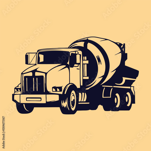 simple concrete cement mixer truck silhouette icon