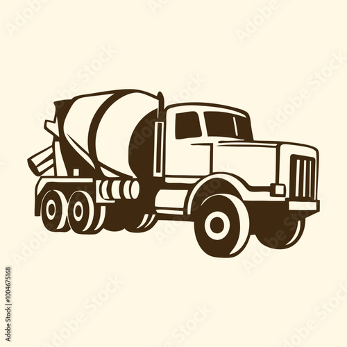 simple concrete cement mixer truck silhouette icon